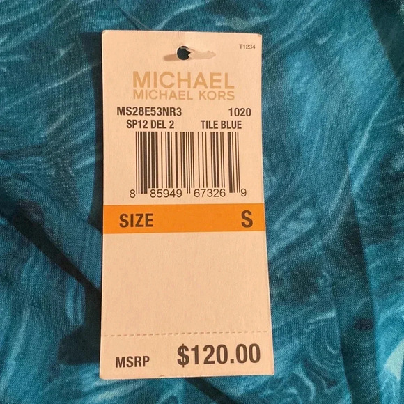 MICHAEL Michael Kors Emerald Waves Prints Draped Dress Sz S - New - Picture 10 of 10